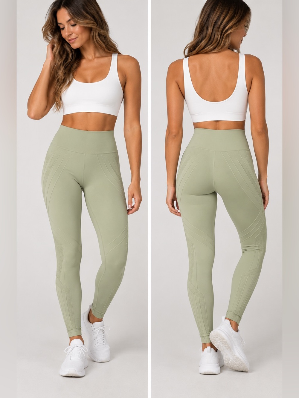 NUX High Rise Seamless Moto Leggings Olive Green Small